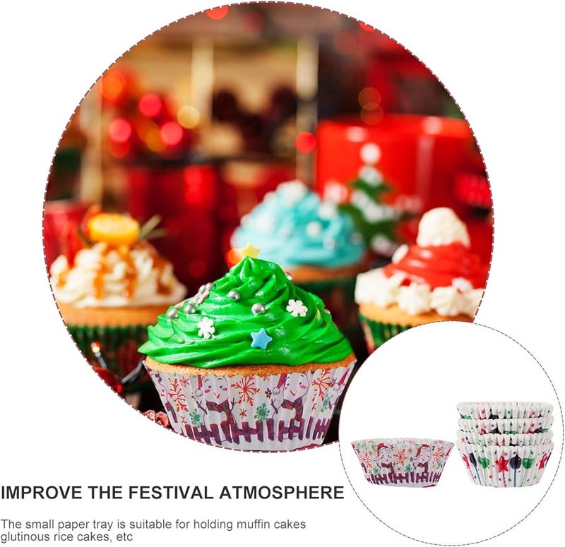 Christmas Bell Snowman Pattern Heat Resistant Greaseproof Baking Cups 400 Pcs Disposable Muffin Liners - Image 2